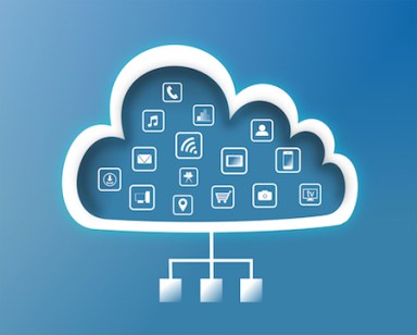 Cloud with digital technology icons
